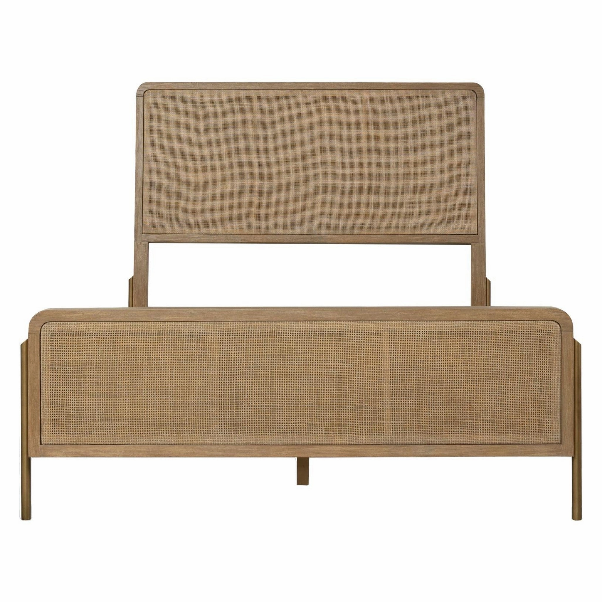 Coaster Arini Upholstered Eastern King Panel Bed Sand Wash And Natural Cane