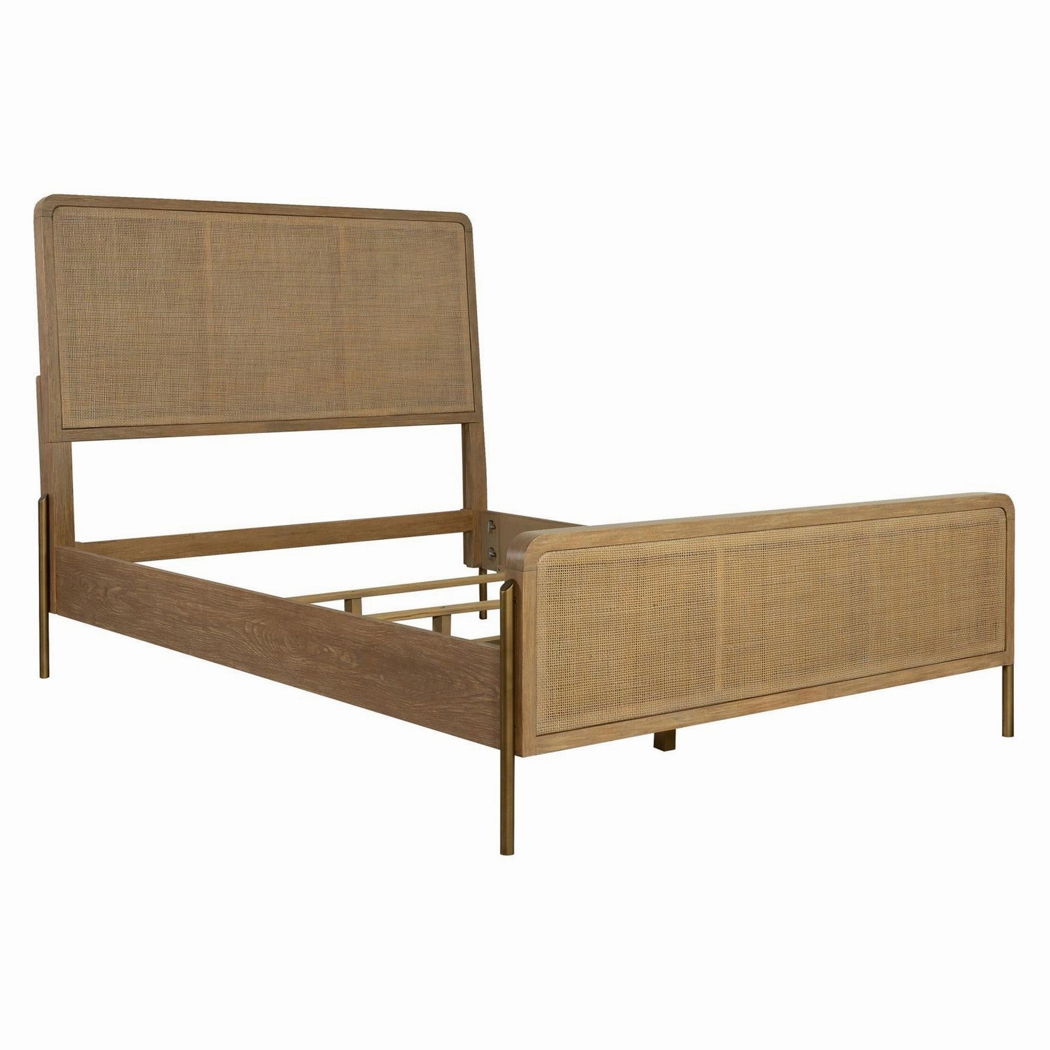 Coaster Arini Upholstered Eastern King Panel Bed Sand Wash And Natural Cane bed frame,bed base,bedroom furniture