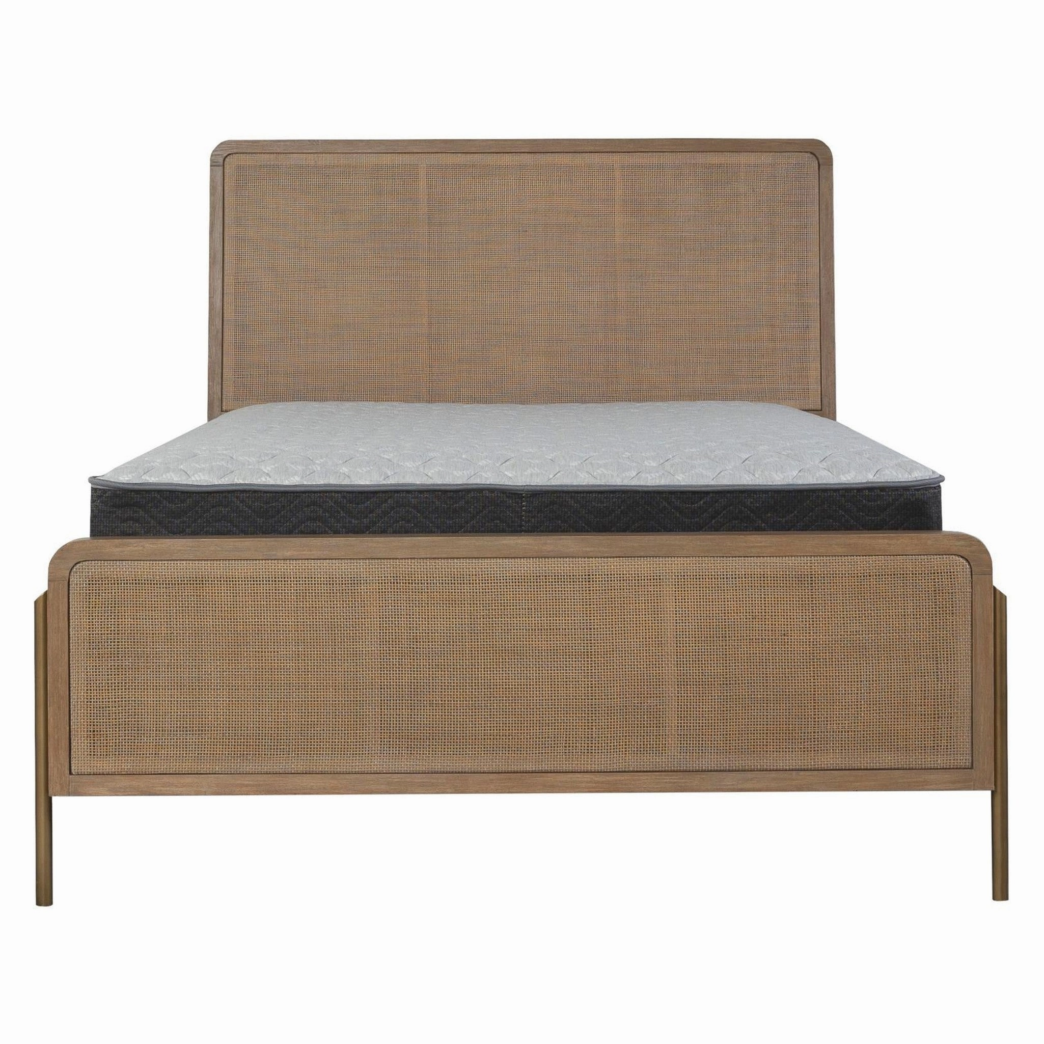 Coaster Arini Upholstered Queen Panel Bed Sand Wash And Natural Cane