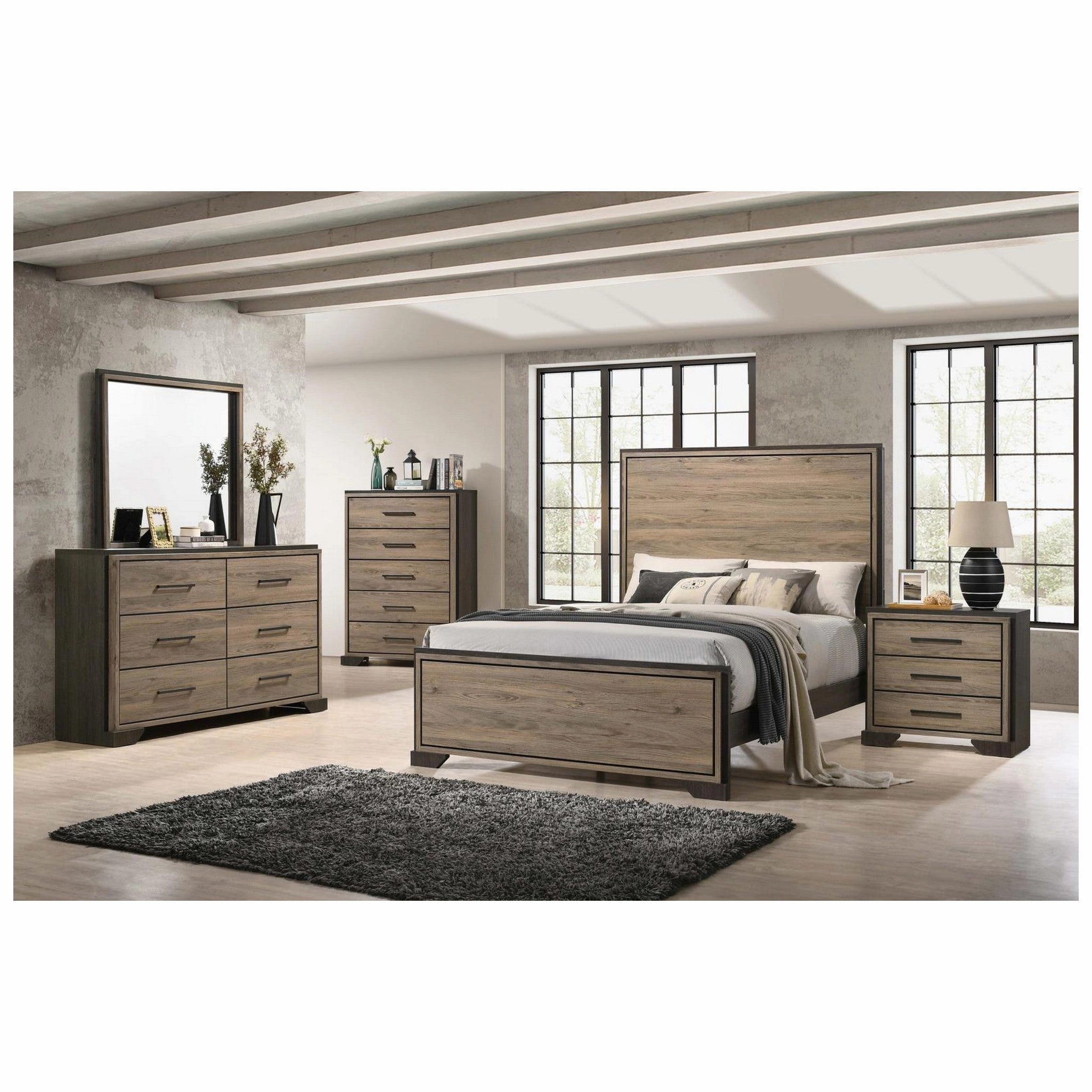 Coaster Baker Panel Queen Bed Brown And Light Taupe