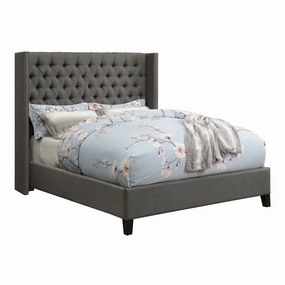 Coaster Bancroft Demi-Wing Upholstered California King Bed Grey bed frame,bed base,bedroom furniture