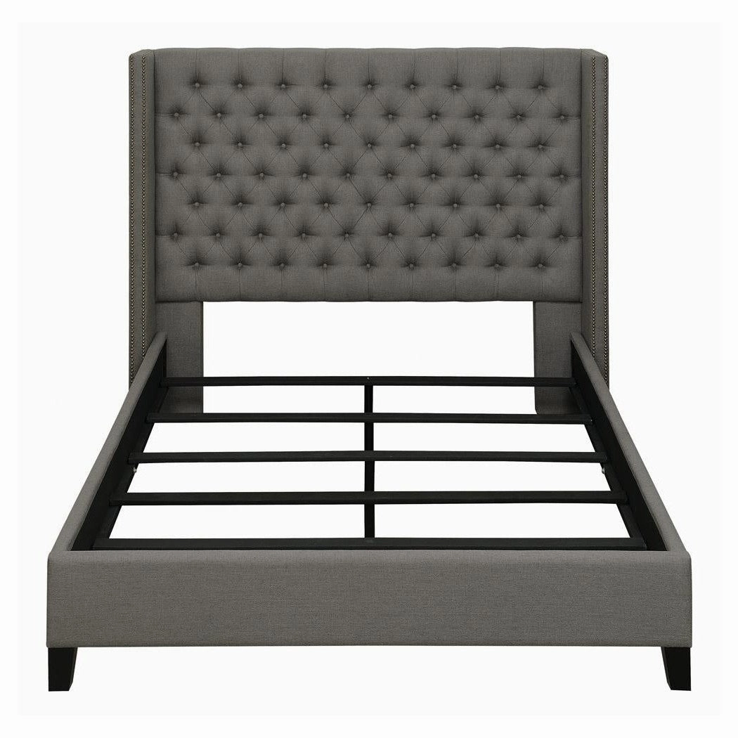 Coaster Bancroft Demi-Wing Upholstered Eastern King Bed Grey