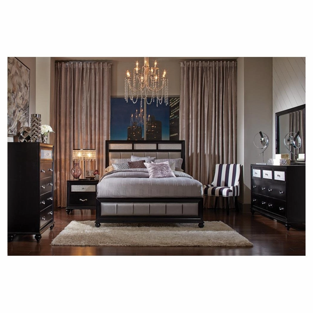 Coaster Barzini California King Upholstered Bed Black And Grey