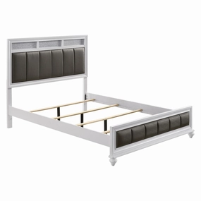Coaster Barzini California King Upholstered Panel Bed White bed frame,bed base,bedroom furniture