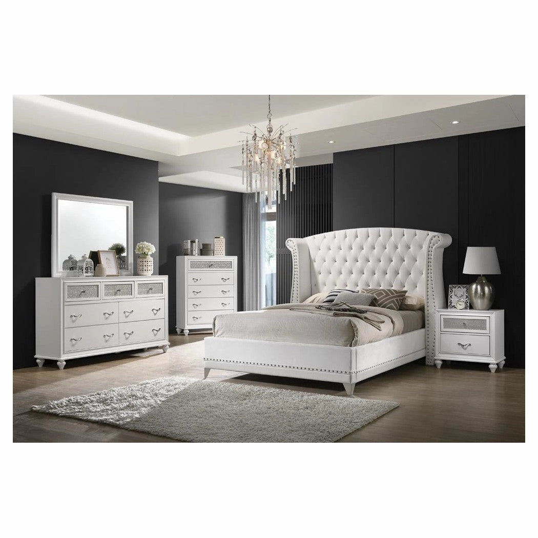 Coaster Barzini California King Wingback Tufted Bed White