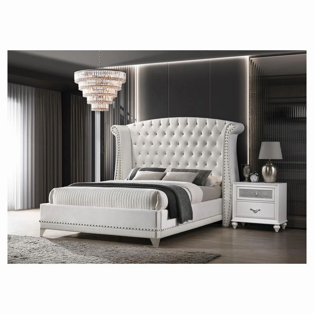 Coaster Barzini California King Wingback Tufted Bed White