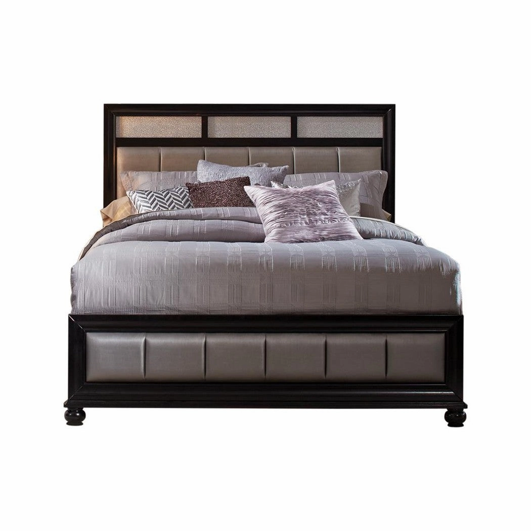 Coaster Barzini Eastern King Upholstered Bed Black And Grey bed frame,bed base,bedroom furniture
