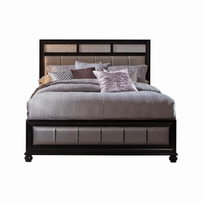 Coaster Barzini Eastern King Upholstered Bed Black And Grey bed frame,bed base,bedroom furniture