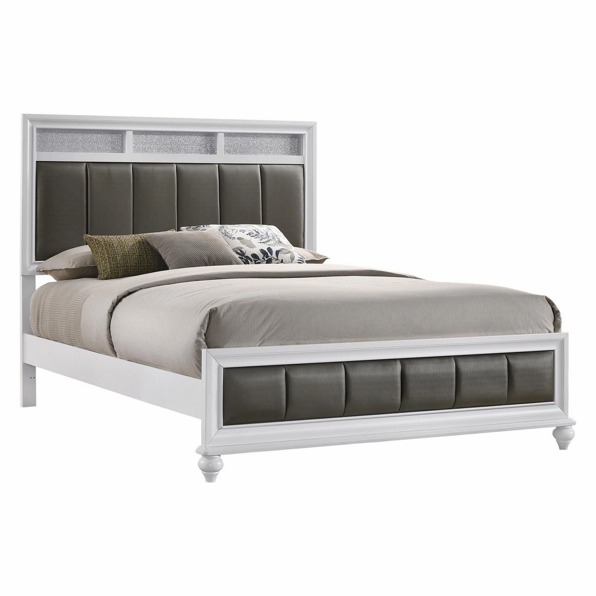 Coaster Barzini Eastern King Upholstered Panel Bed White