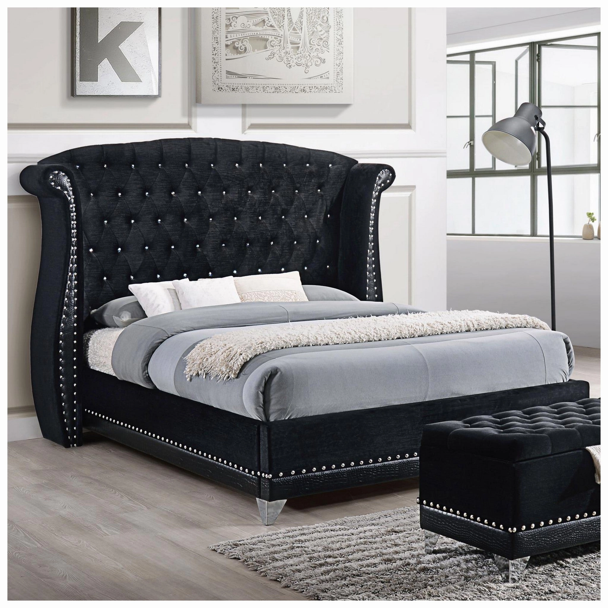 Coaster Barzini Queen Tufted Upholstered Bed Black