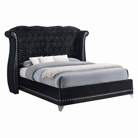 Coaster Barzini Queen Tufted Upholstered Bed Black bed frame,bed base,bedroom furniture