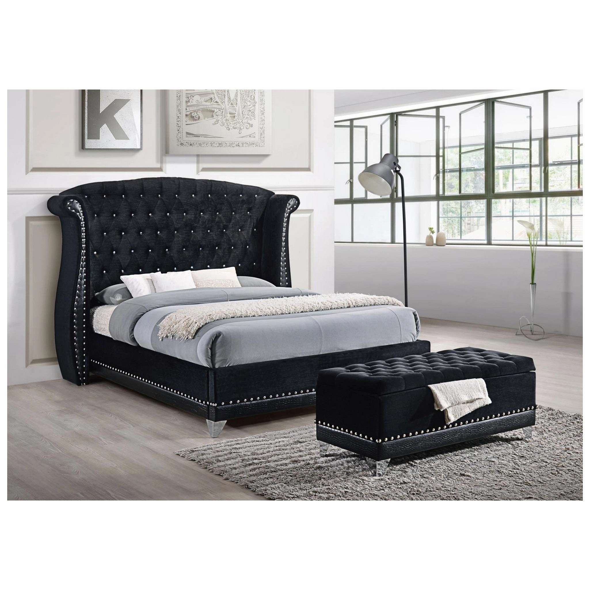 Coaster Barzini Queen Tufted Upholstered Bed Black