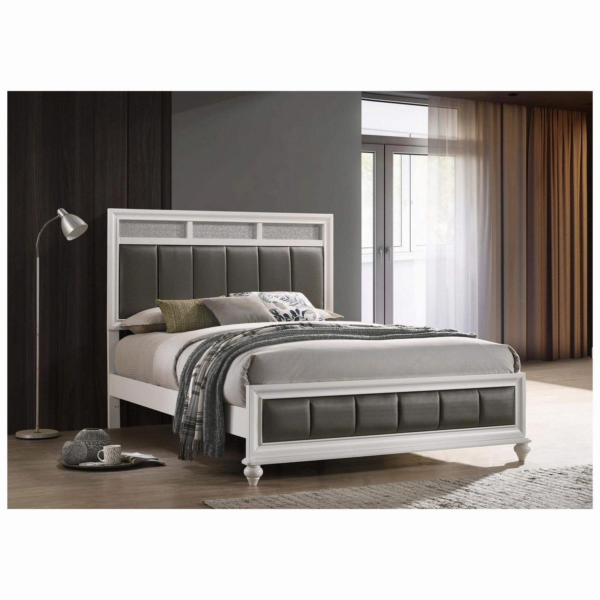 Coaster Barzini Queen Upholstered Panel Bed White
