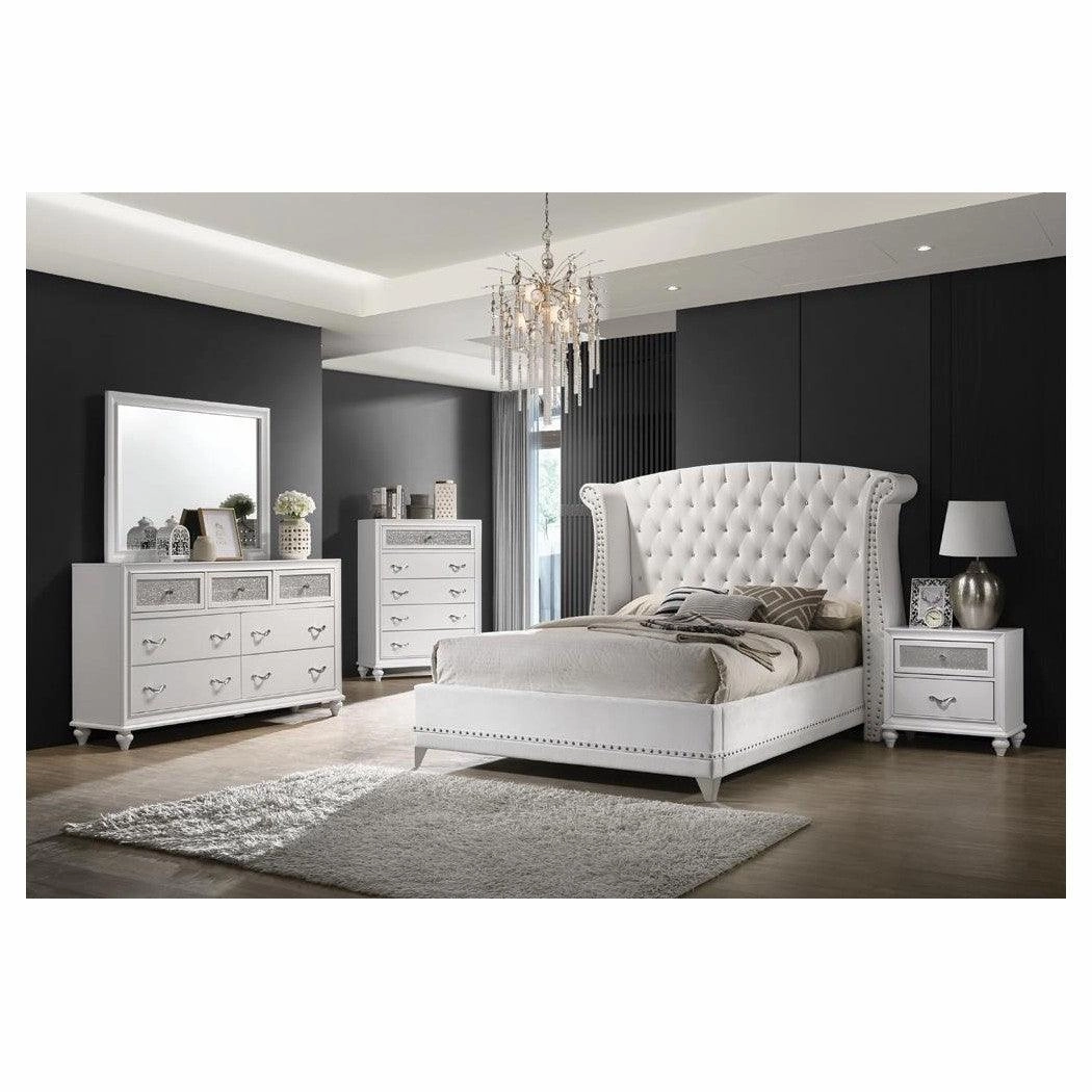 Coaster Barzini Queen Wingback Tufted Bed White