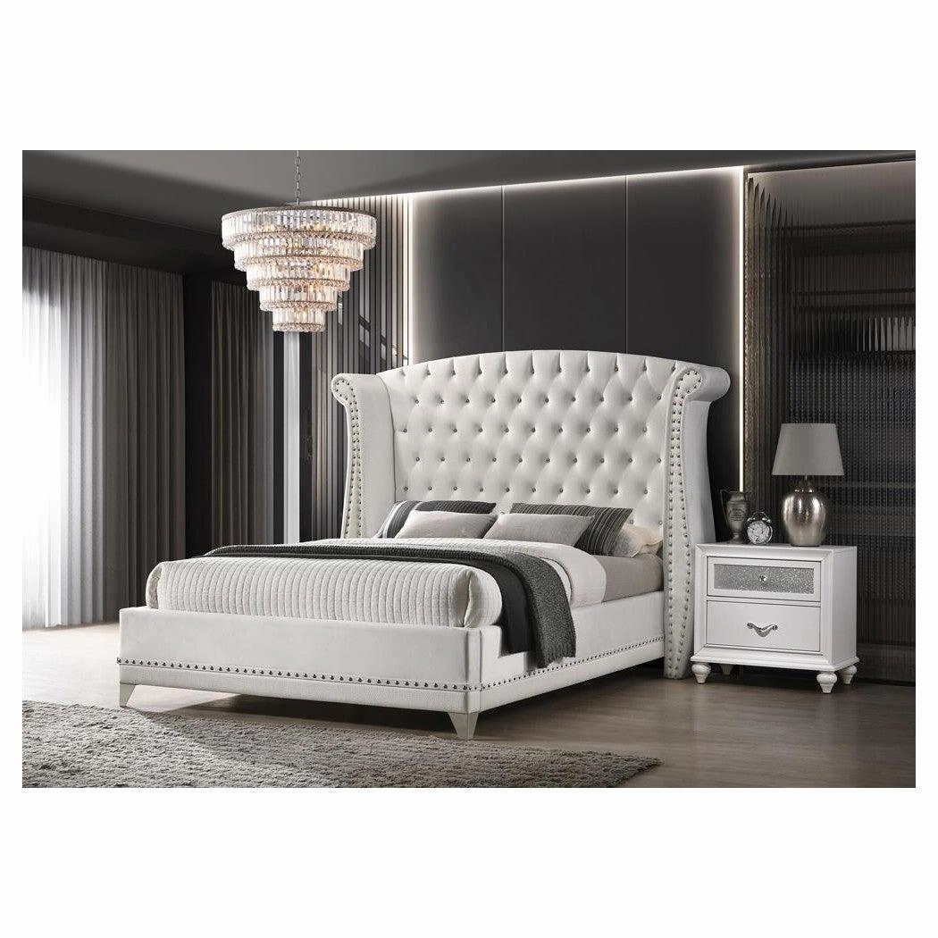 Coaster Barzini Queen Wingback Tufted Bed White