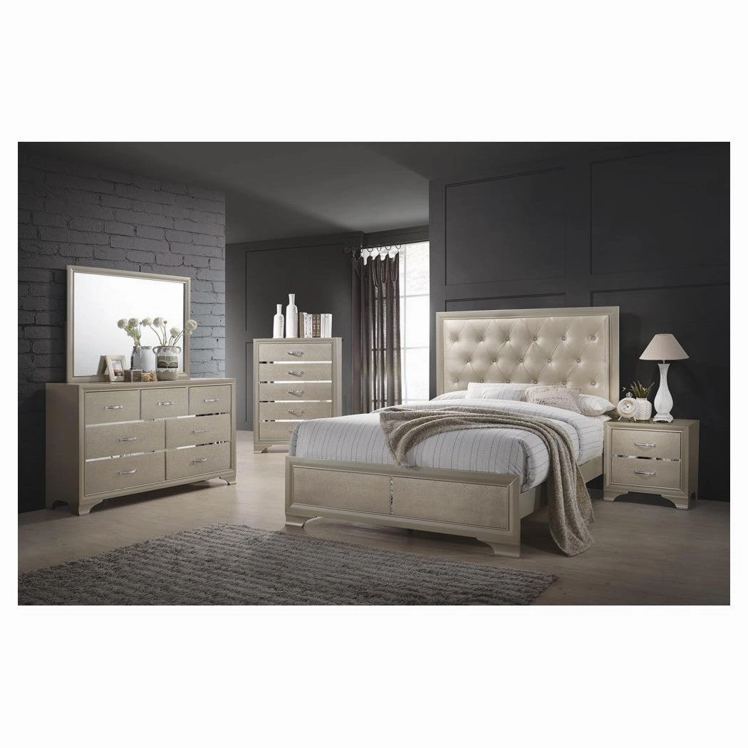 Coaster Beaumont Upholstered Queen Bed Champagne
