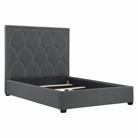 Coaster Bowfield Upholstered Bed With Nailhead Trim Charcoal bed frame,bed base,bedroom furniture
