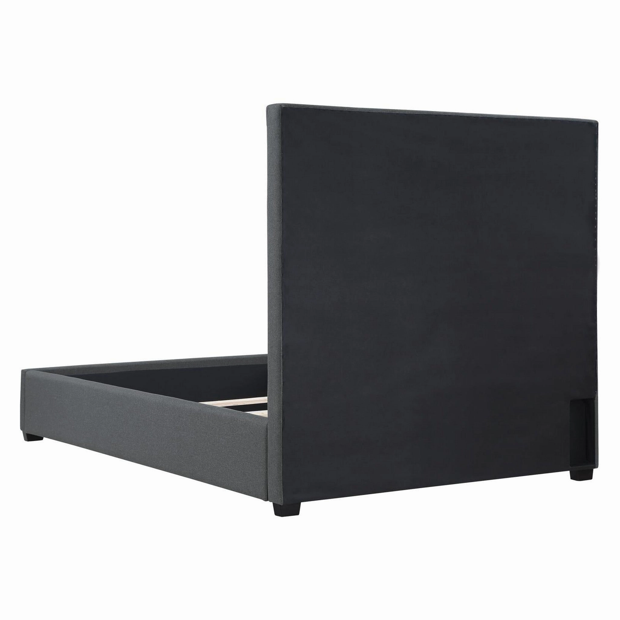 Coaster Bowfield Upholstered Bed With Nailhead Trim Charcoal