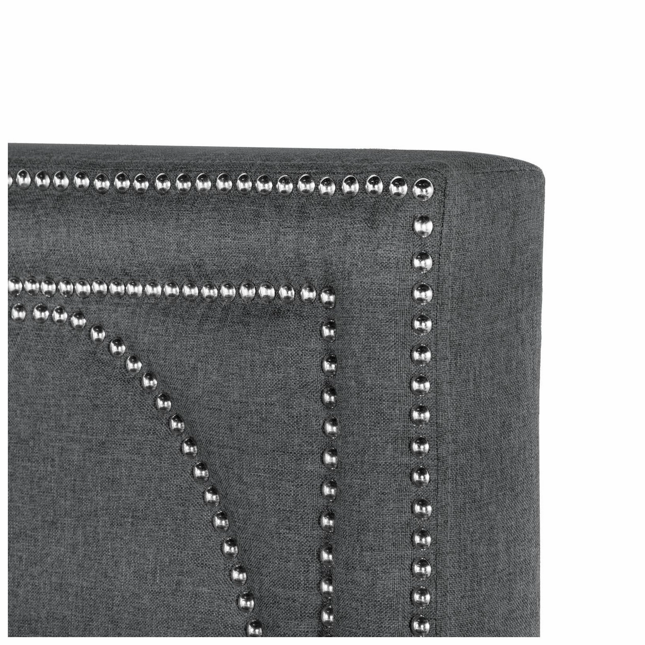 Coaster Bowfield Upholstered Bed With Nailhead Trim Charcoal