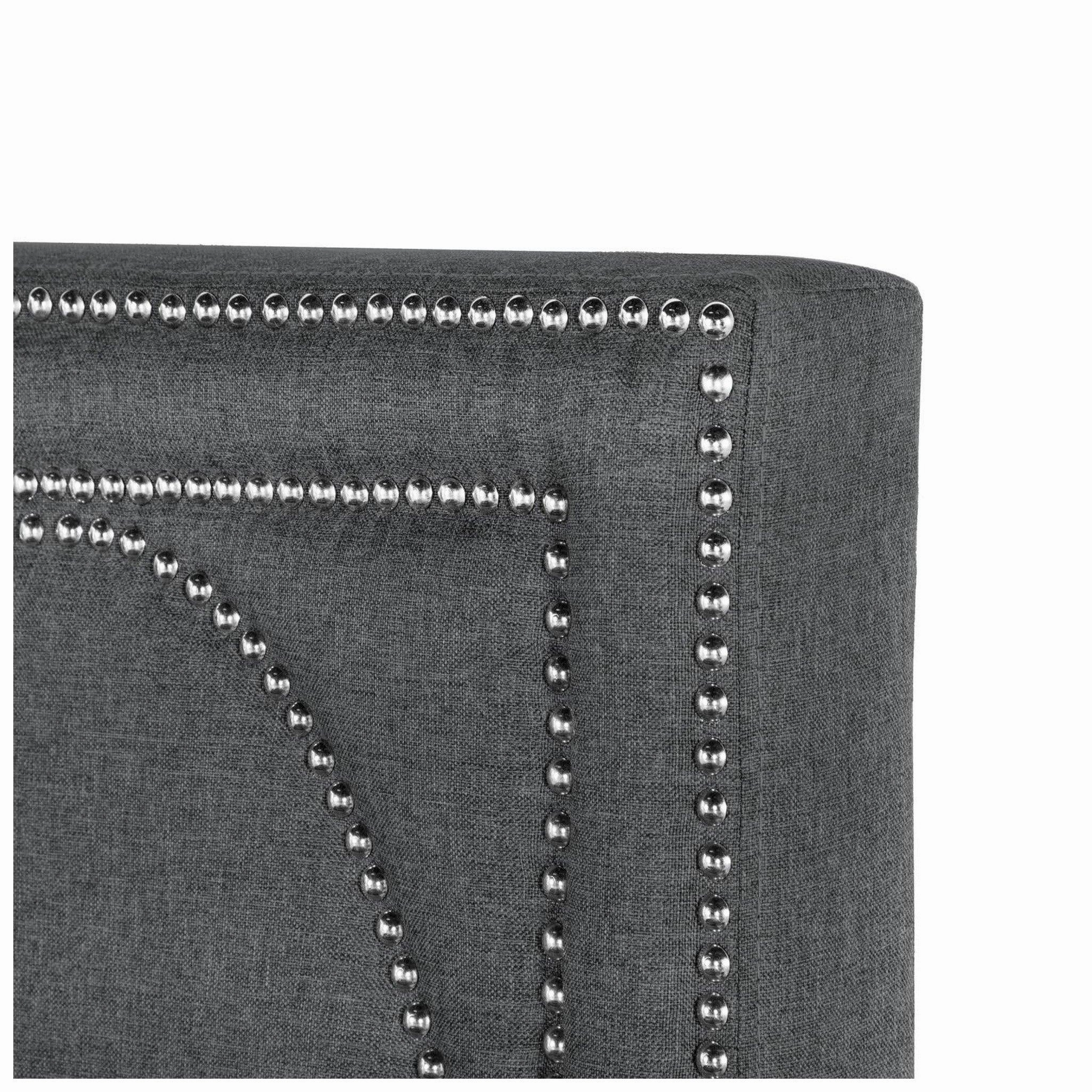 Coaster Bowfield Upholstered Bed With Nailhead Trim Charcoal
