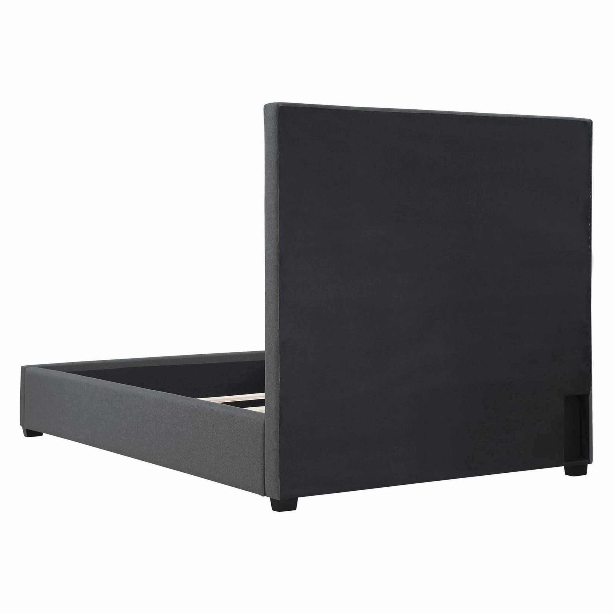 Coaster Bowfield Upholstered Bed With Nailhead Trim Charcoal