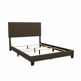 Coaster Boyd Queen Upholstered Bed With Nailhead Trim Charcoal bed frame,bed base,bedroom furniture