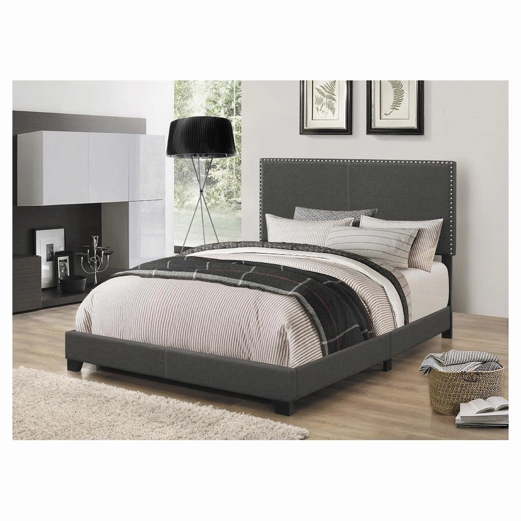 Coaster Boyd Queen Upholstered Bed With Nailhead Trim Charcoal