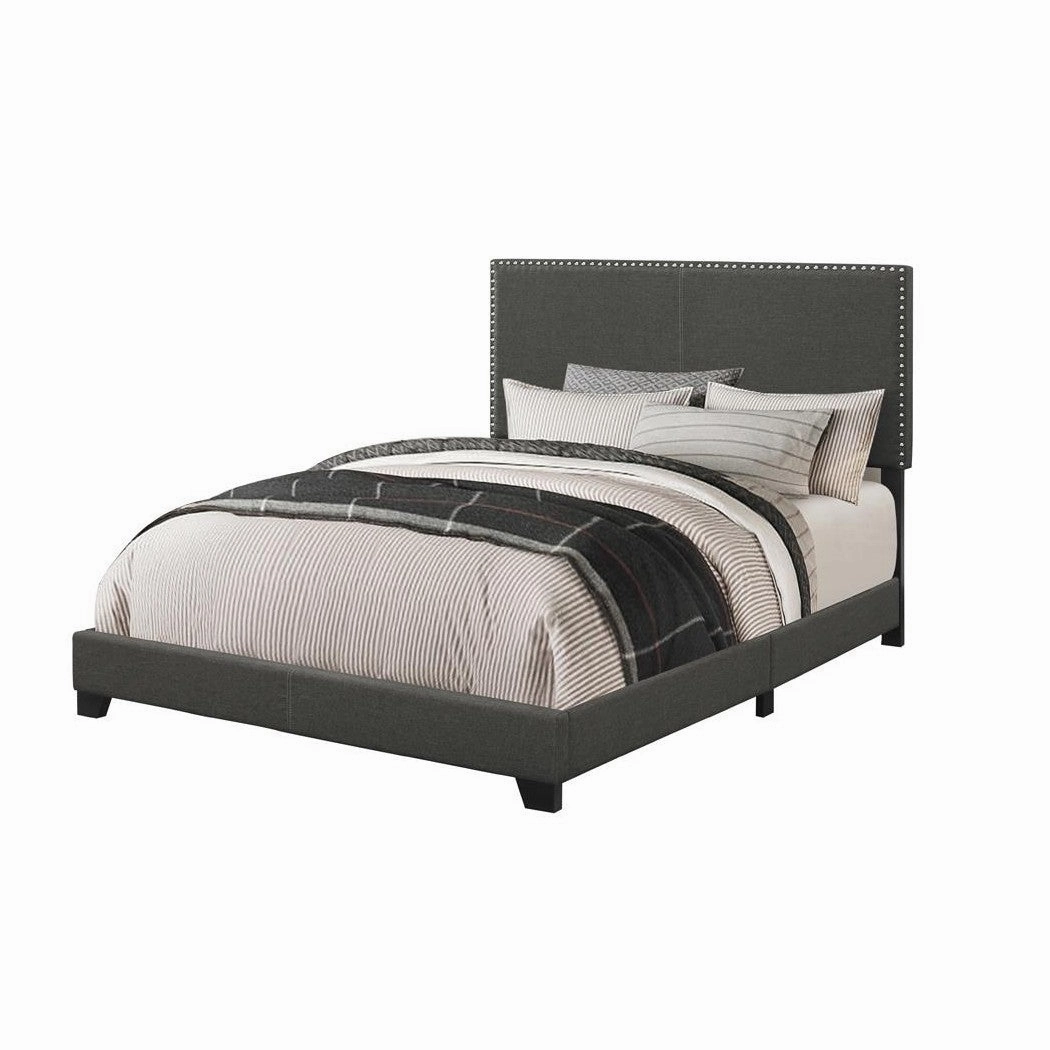 Coaster Boyd Queen Upholstered Bed With Nailhead Trim Charcoal