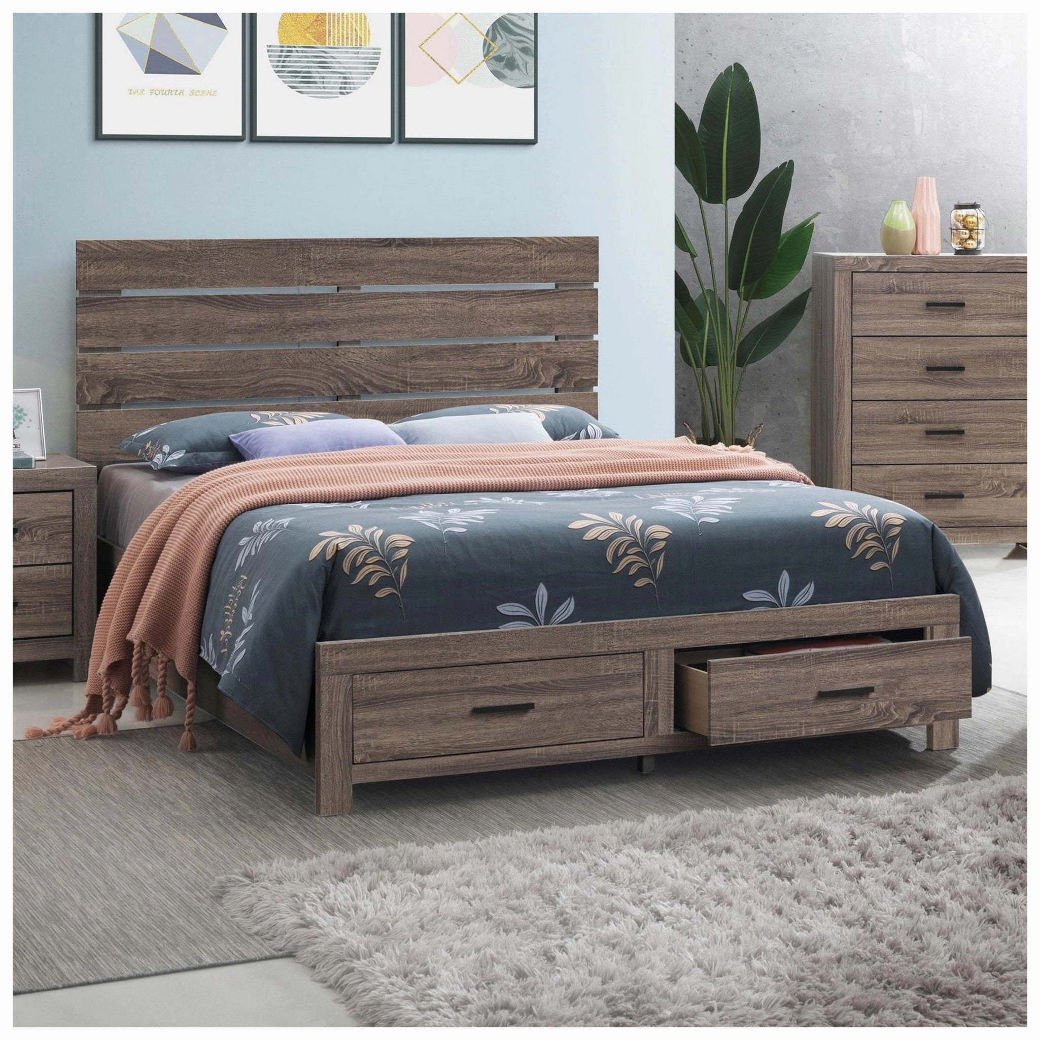Coaster Brantford Eastern King Storage Bed Barrel Oak