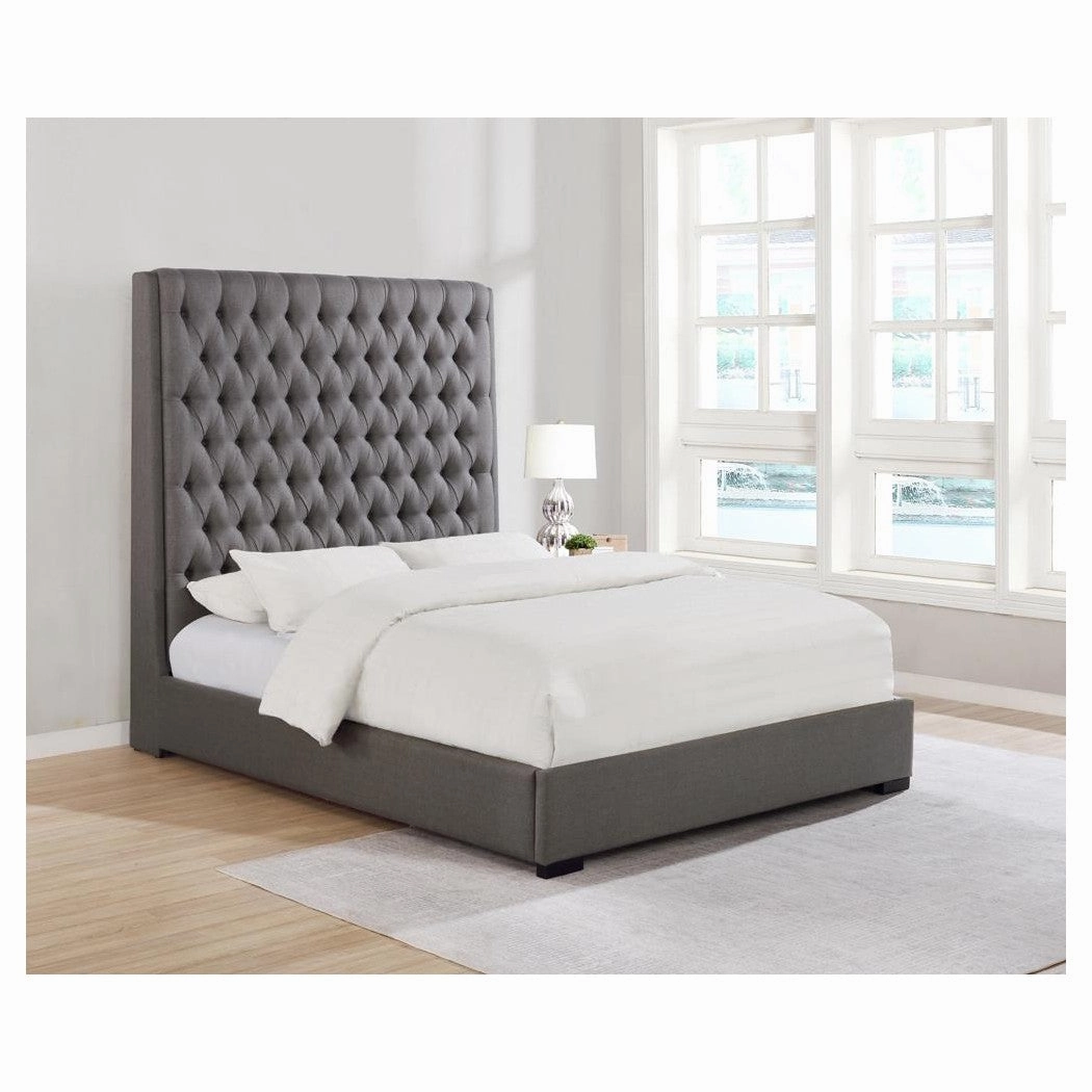 Coaster Camille Queen Button Tufted Bed Grey