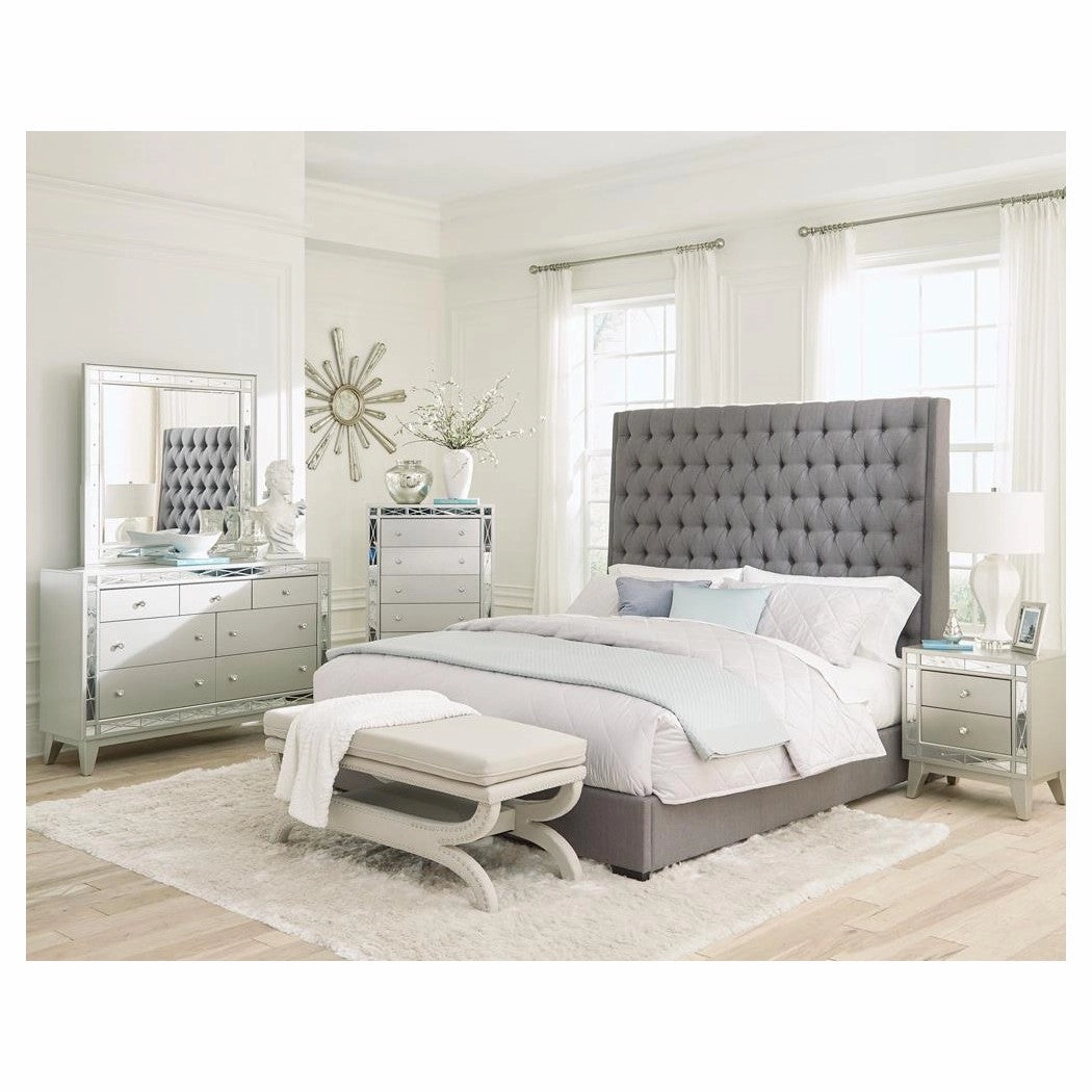 Coaster Camille Queen Button Tufted Bed Grey