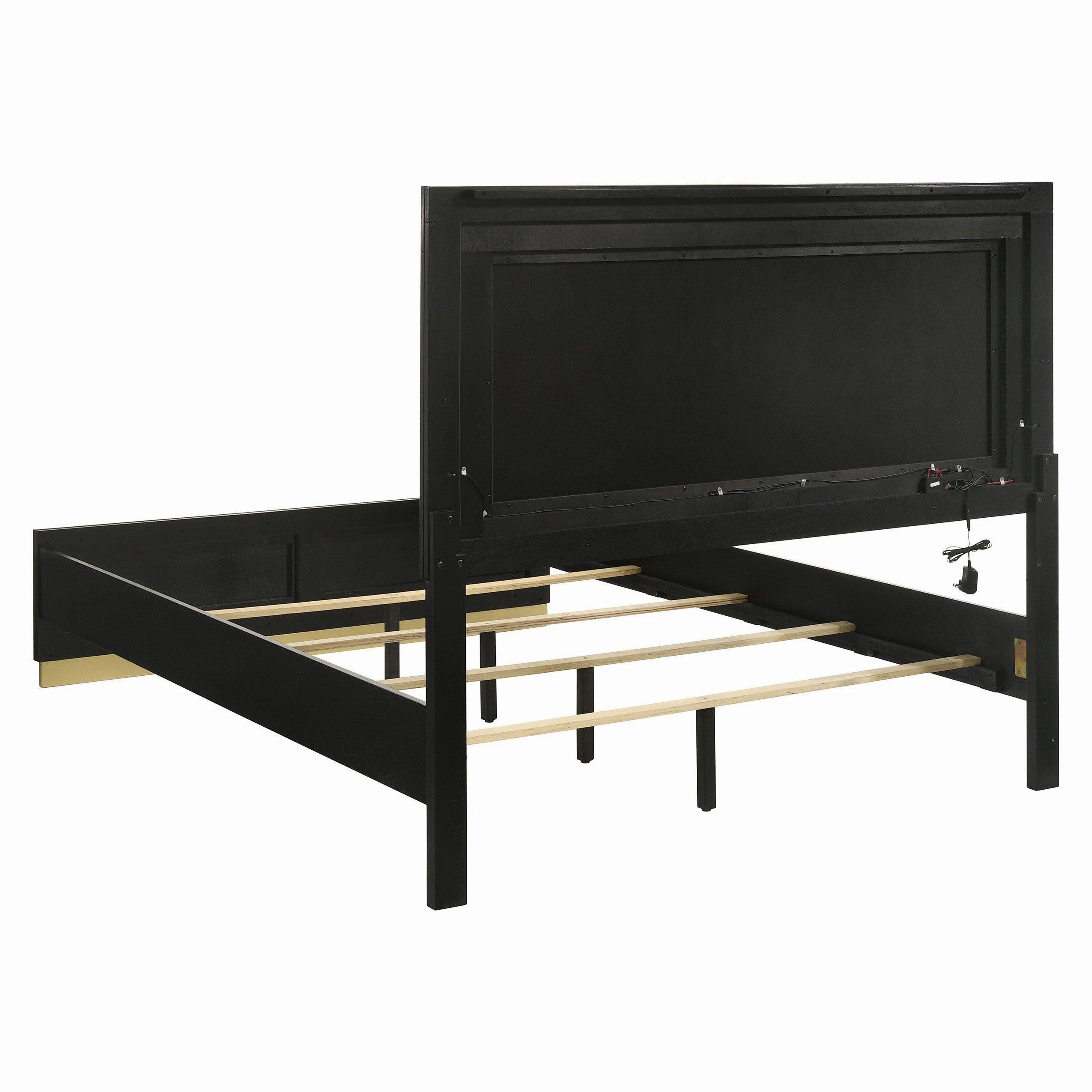 Coaster Caraway California King Bed with LED Headboard Black and Grey