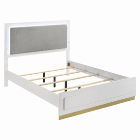 Coaster Caraway California King Bed with LED Headboard White and Grey bed frame,bed base,bedroom furniture