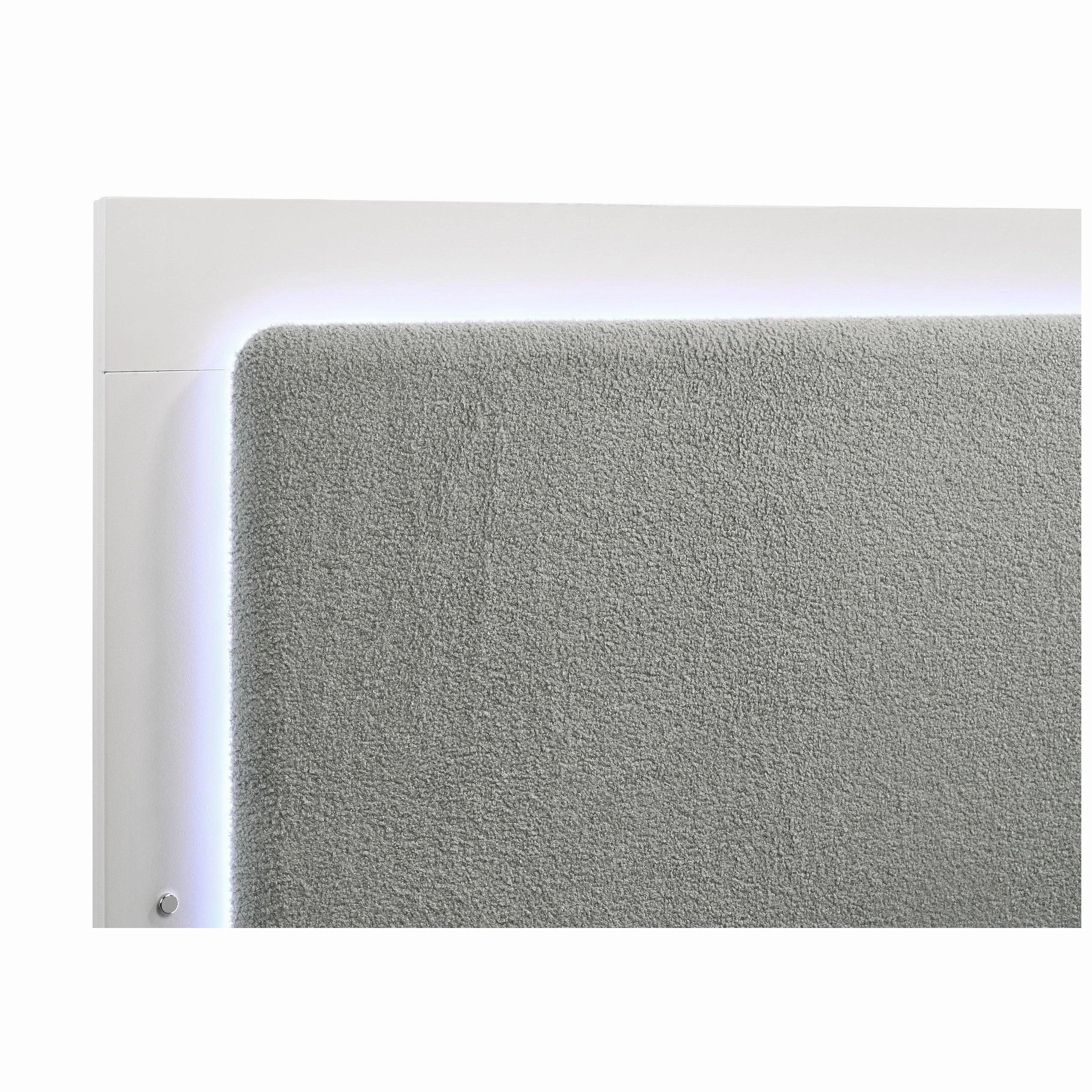 Coaster Caraway California King Bed with LED Headboard White and Grey