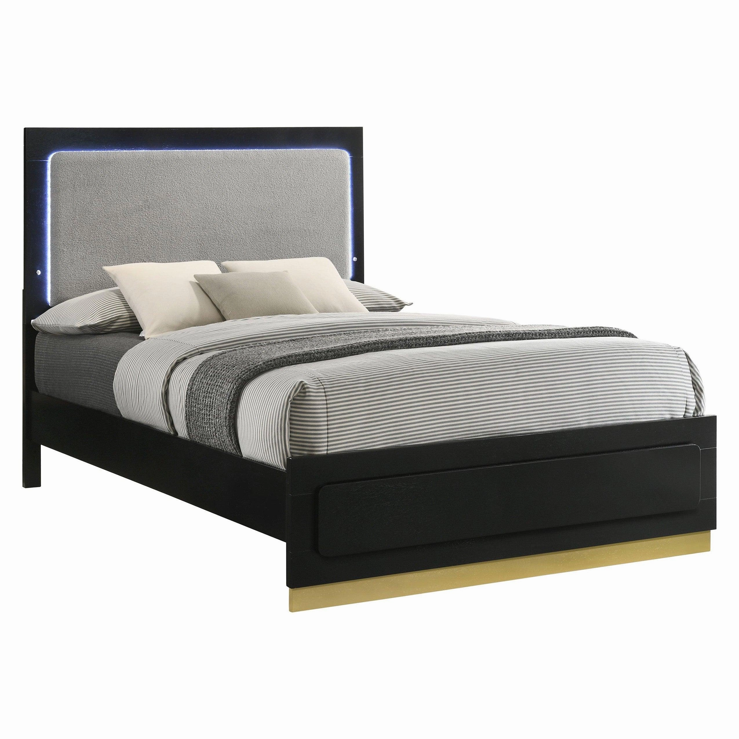 Coaster Caraway Eastern King Bed with LED Headboard Black and Grey