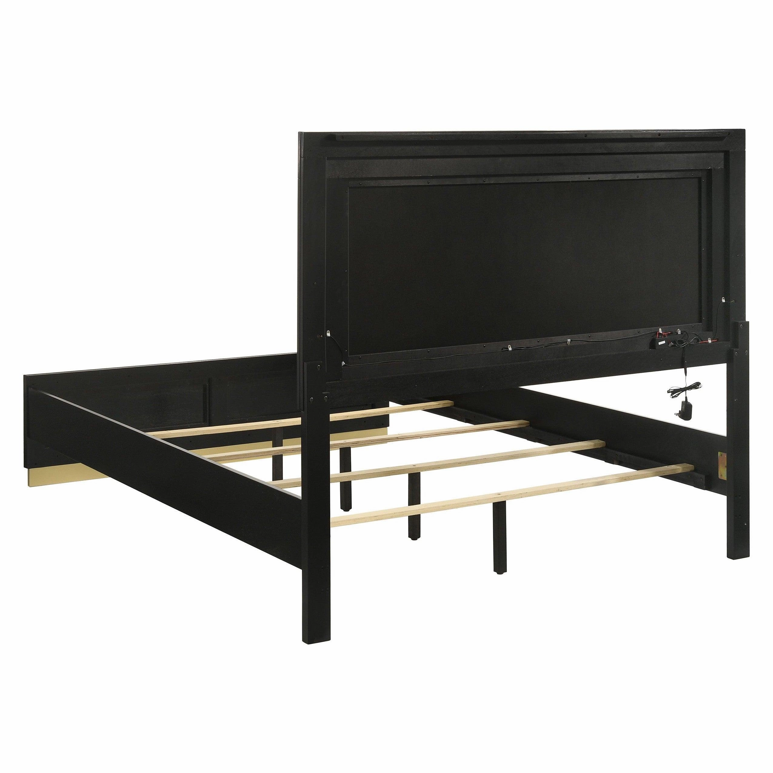 Coaster Caraway Eastern King Bed with LED Headboard Black and Grey