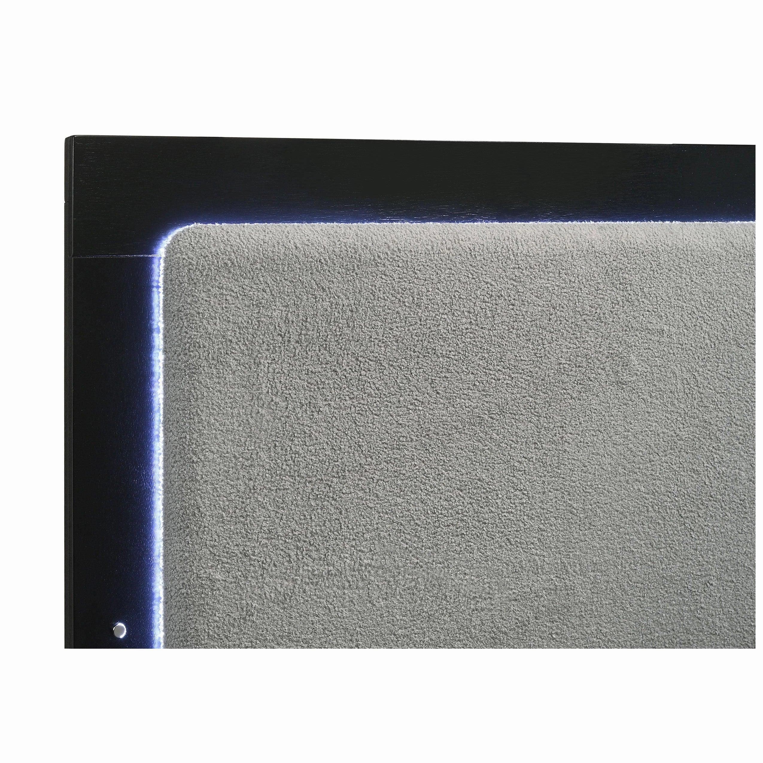 Coaster Caraway Eastern King Bed with LED Headboard Black and Grey