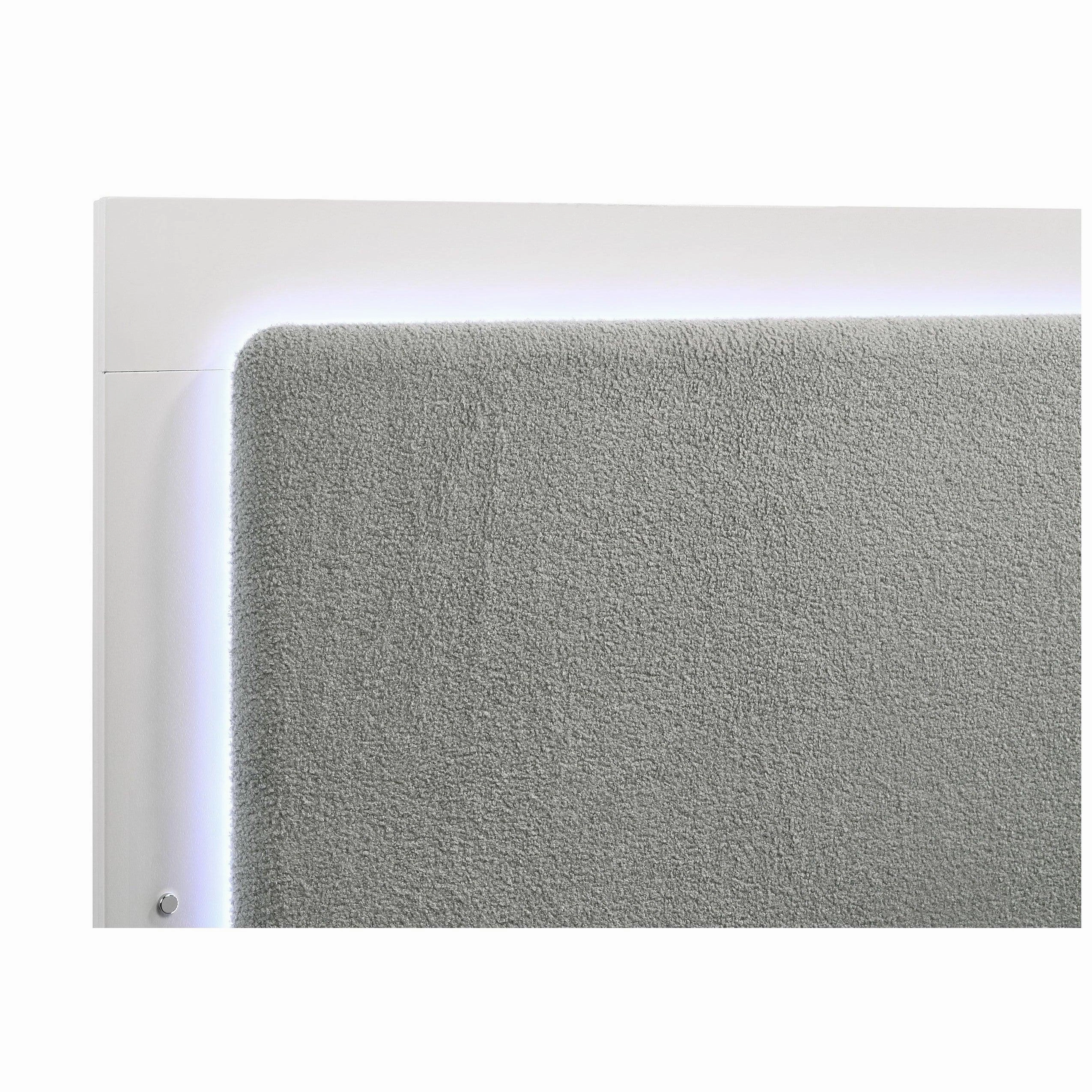 Coaster Caraway Eastern King Bed with LED Headboard White and Grey