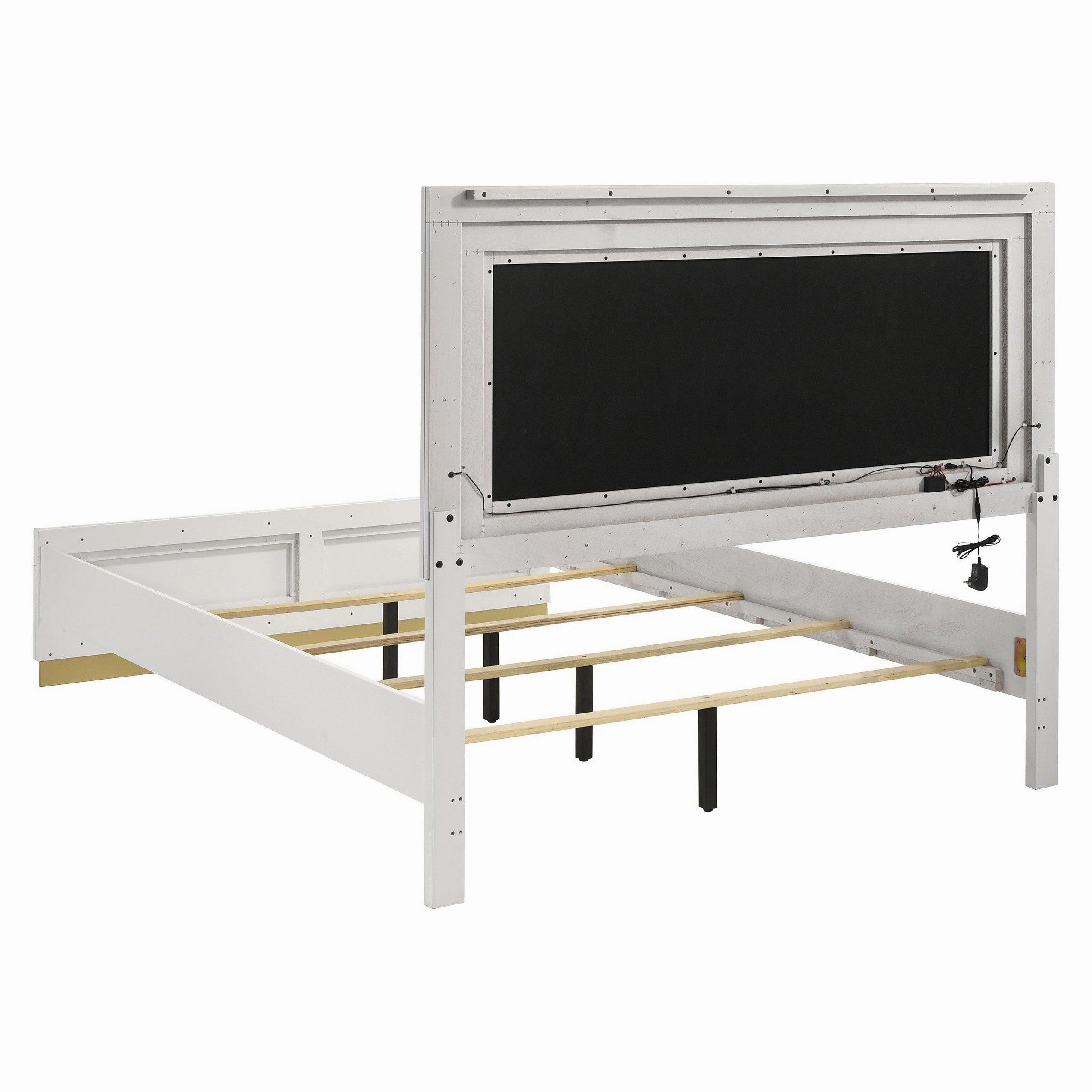 Coaster Caraway Eastern King Bed with LED Headboard White and Grey