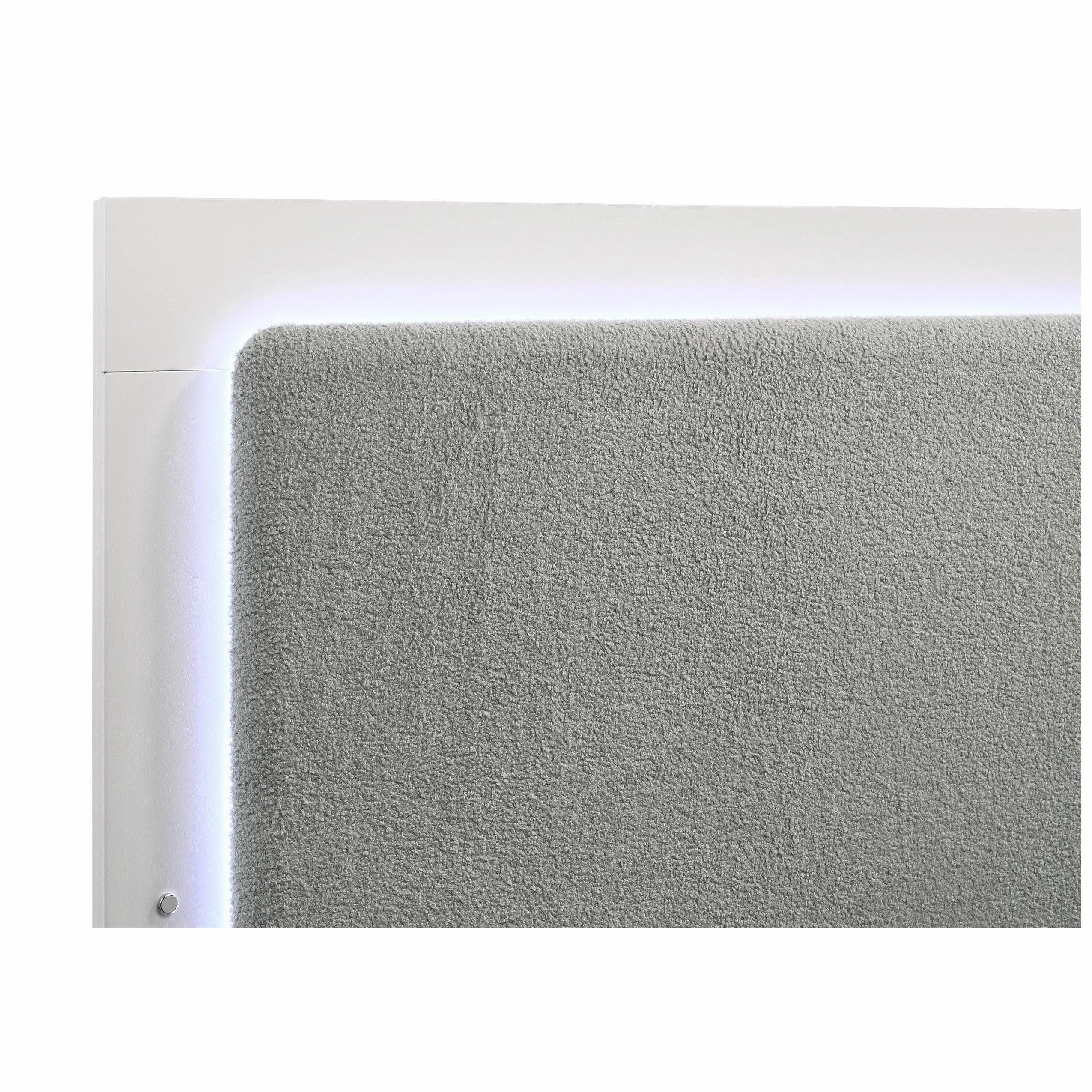 Coaster Caraway Queen Bed with LED Headboard White and Grey