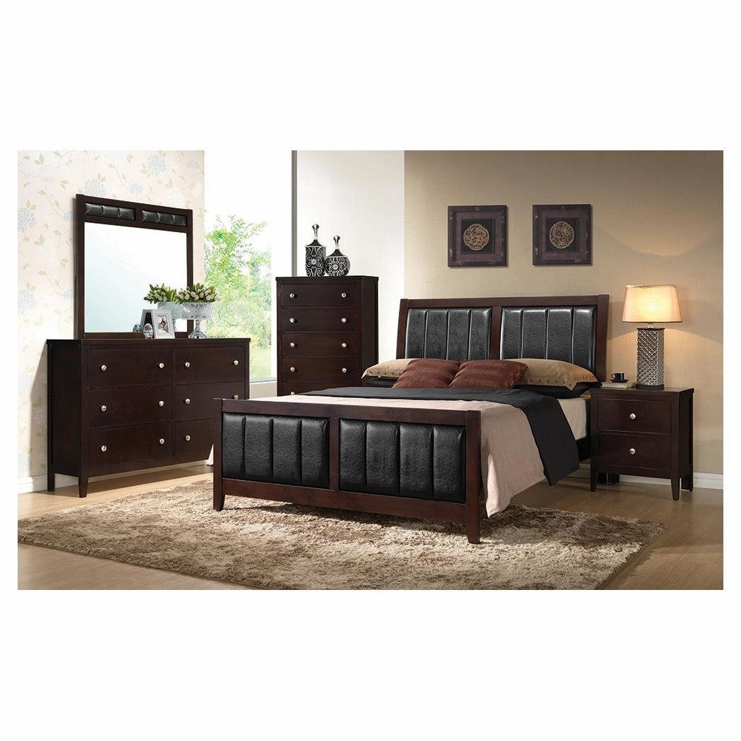 Coaster Carlton Eastern King Upholstered Bed Cappuccino And Black