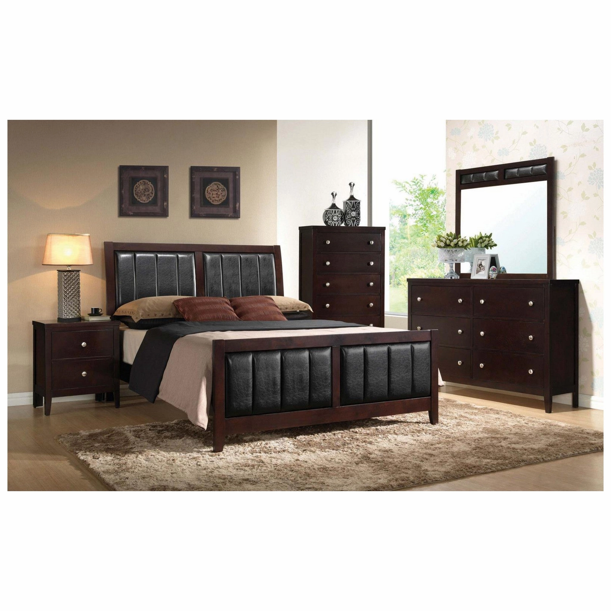 Coaster Carlton Eastern King Upholstered Bed Cappuccino And Black