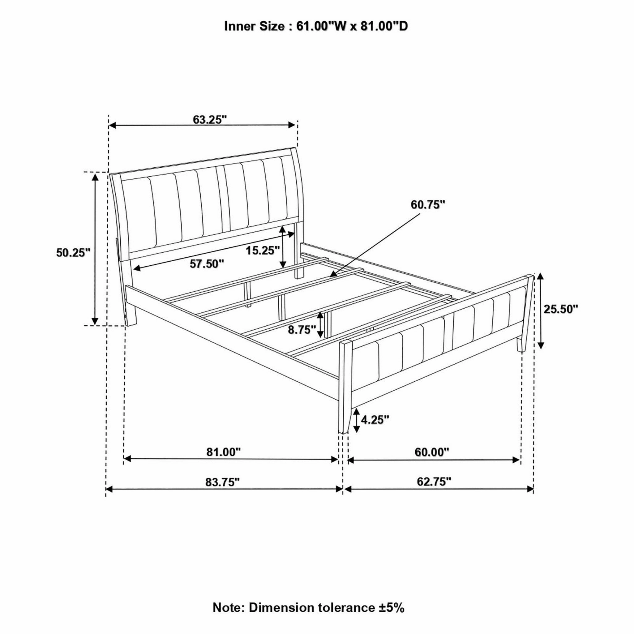 Coaster Carlton Queen Upholstered Bed Cappuccino And Black