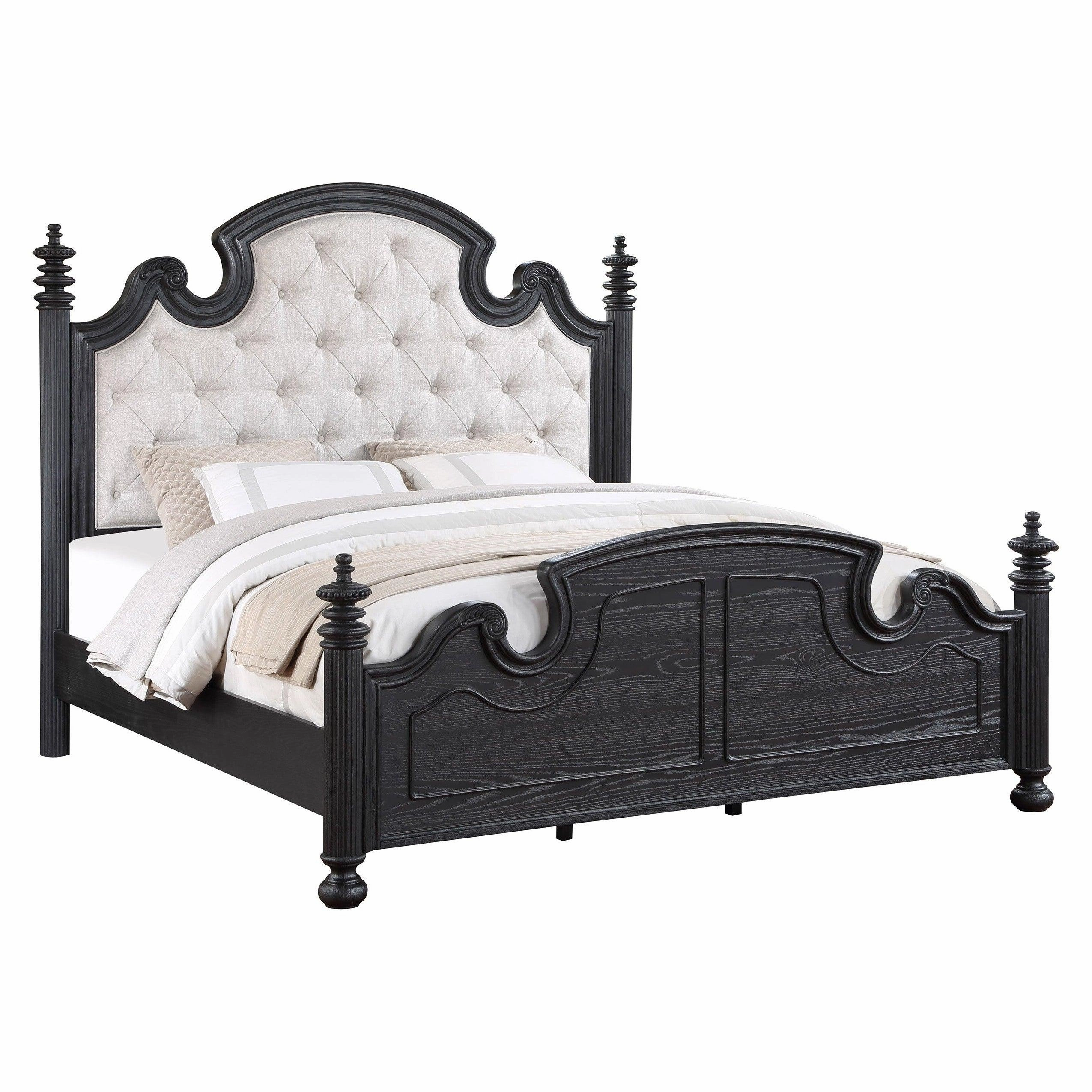 Coaster Celina Eastern King Bed with Upholstered Headboard Black and Beige
