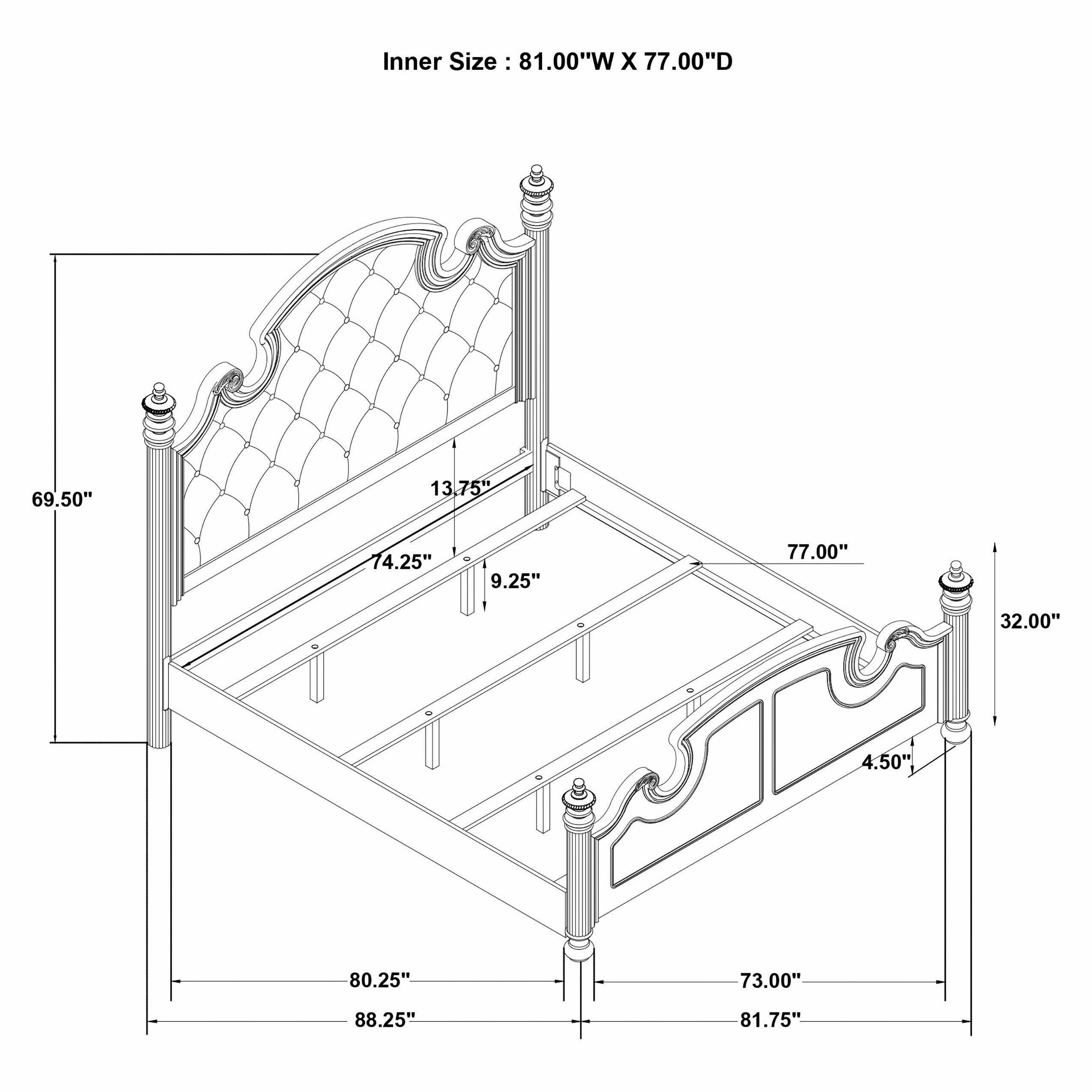 Coaster Celina Eastern King Bed with Upholstered Headboard Black and Beige