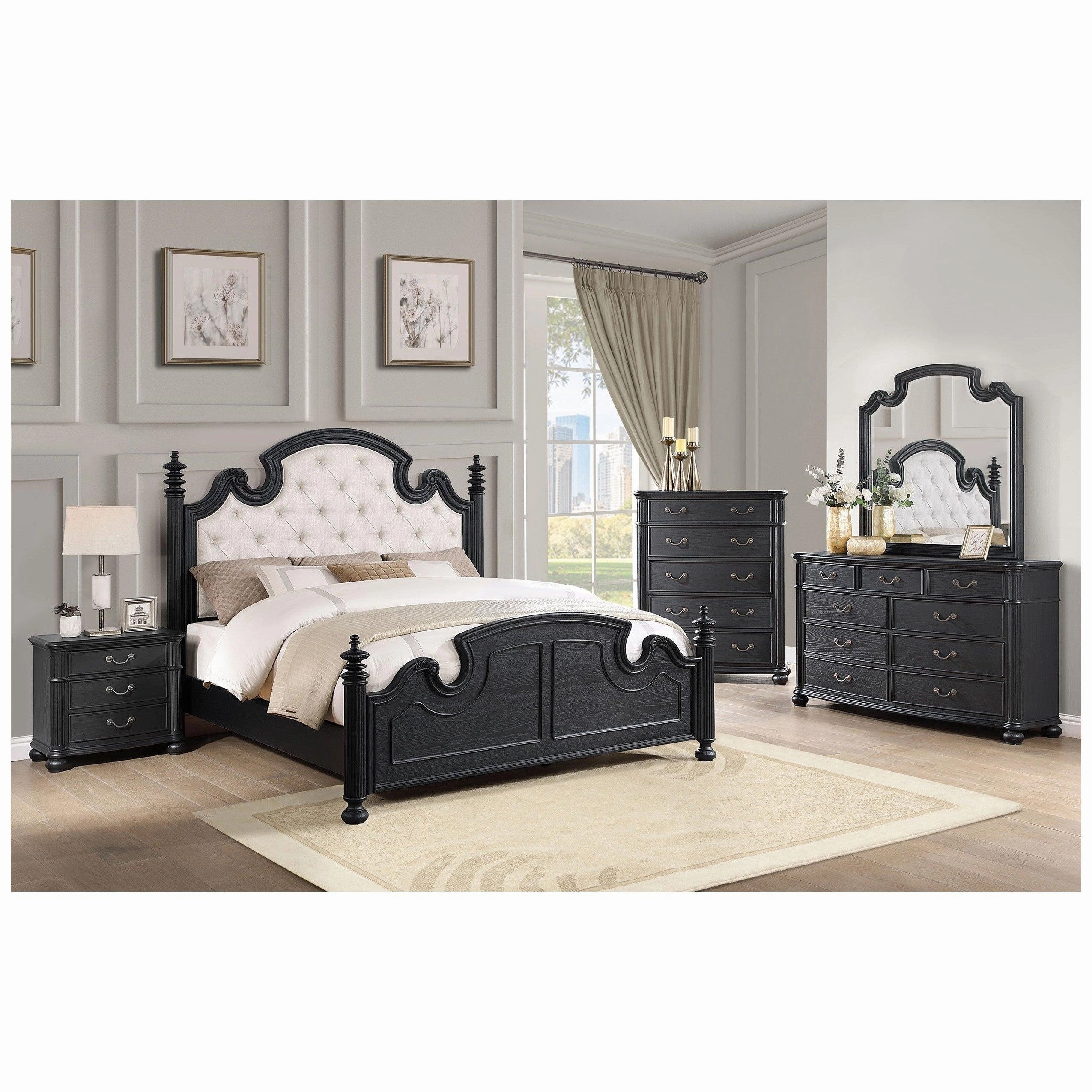 Coaster Celina Queen Bed with Upholstered Headboard Black and Beige