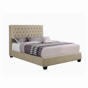 Coaster Chloe Tufted Upholstered California King Bed Oatmeal bed frame,bed base,bedroom furniture