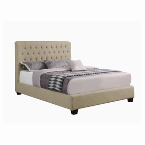 Coaster Chloe Tufted Upholstered Eastern King Bed Oatmeal bed frame,bed base,bedroom furniture
