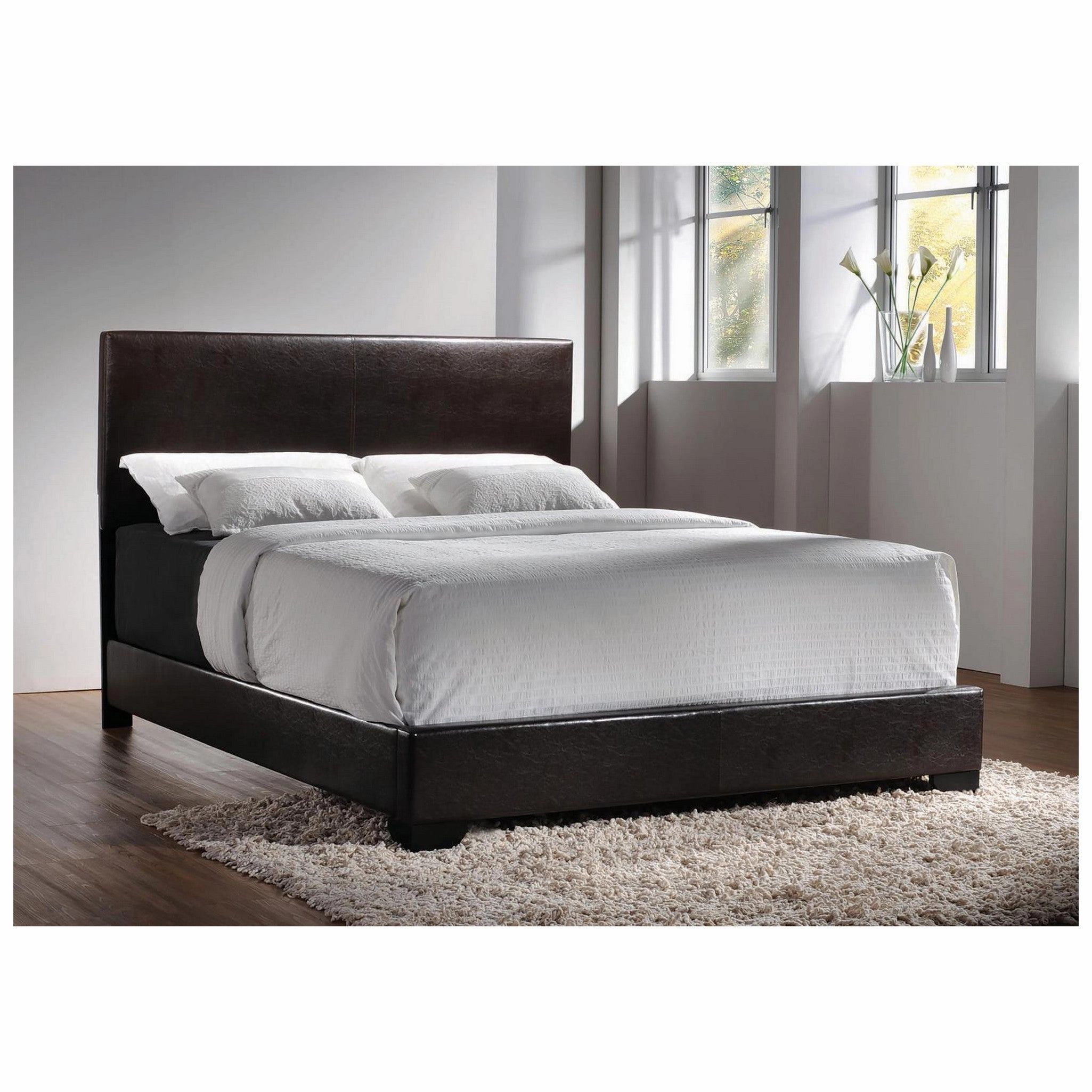 Coaster Conner Queen Upholstered Panel Bed Black And Dark Brown