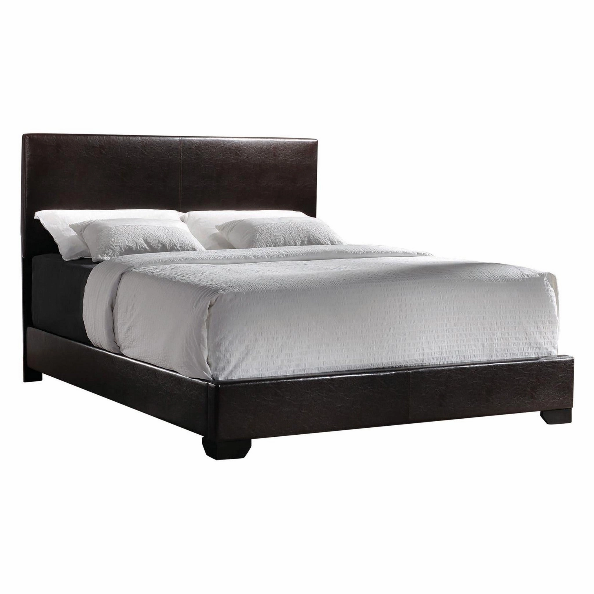 Coaster Conner Queen Upholstered Panel Bed Black And Dark Brown bed frame,bed base,bedroom furniture